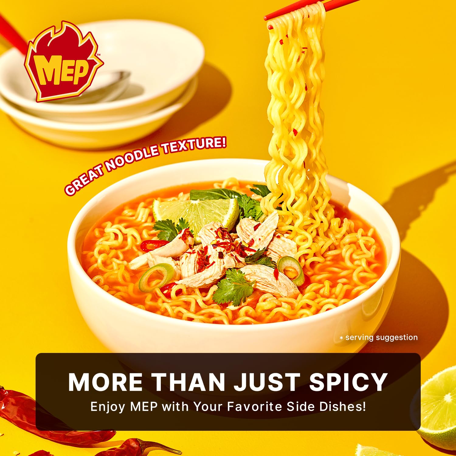Glossy broth and noodles in Samyang MEP ramen for a comforting experience.