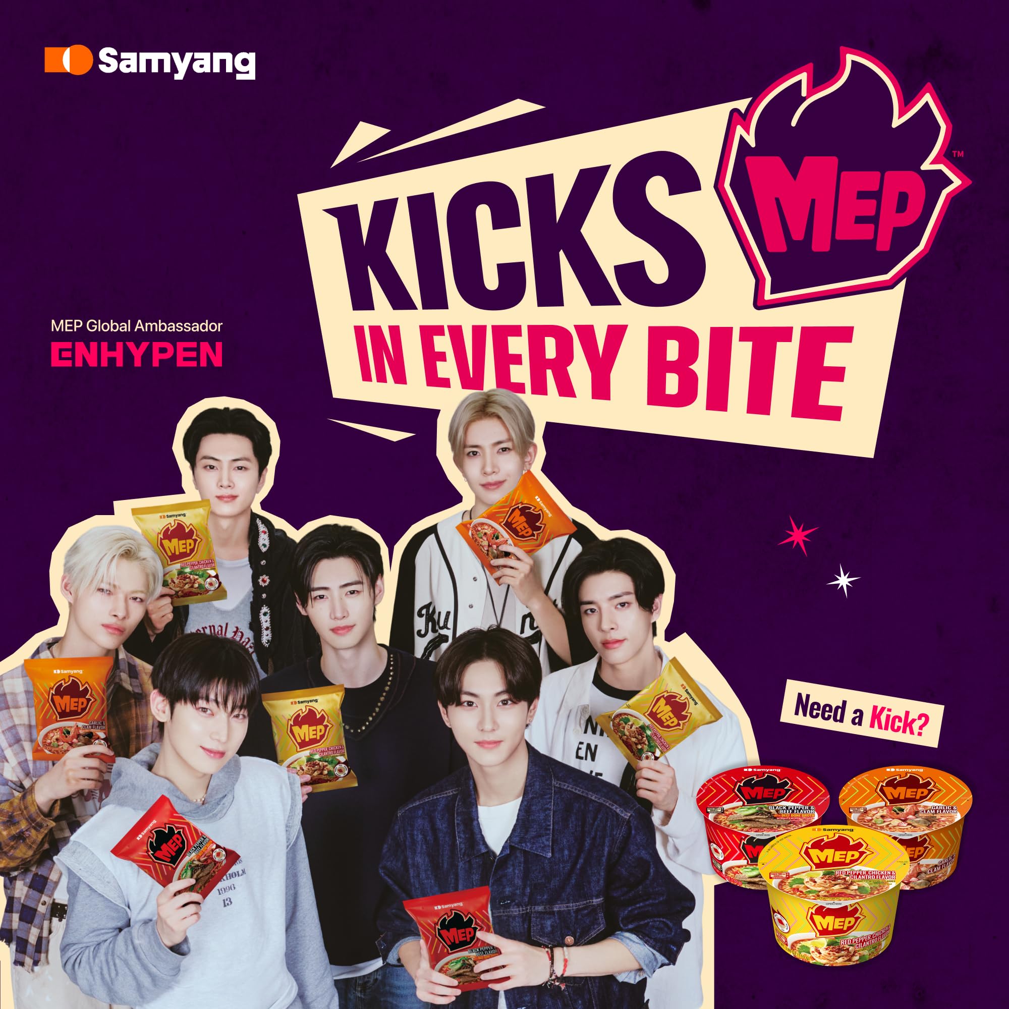 Samyang MEP spicy pepper kick ramen bowl emphasizing multi-layer heat