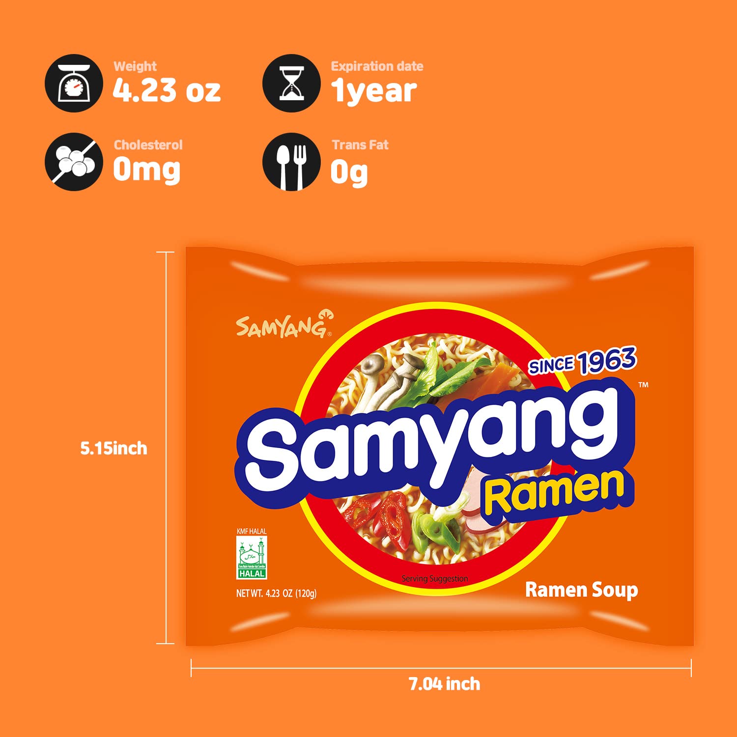 Samyang Ramen 4-minute cook in boiling water for a fast meal.