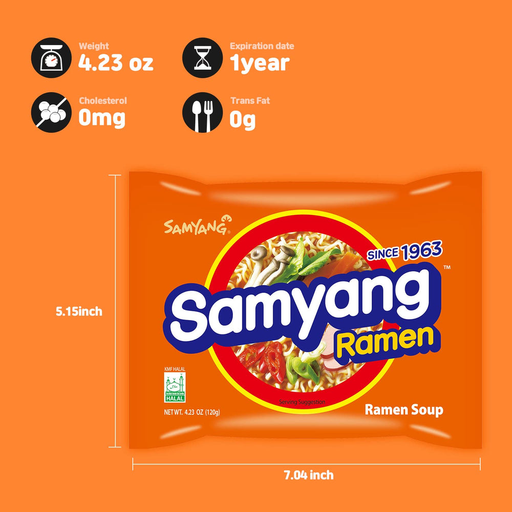 Samyang Ramen 4-minute cook in boiling water for a fast meal.