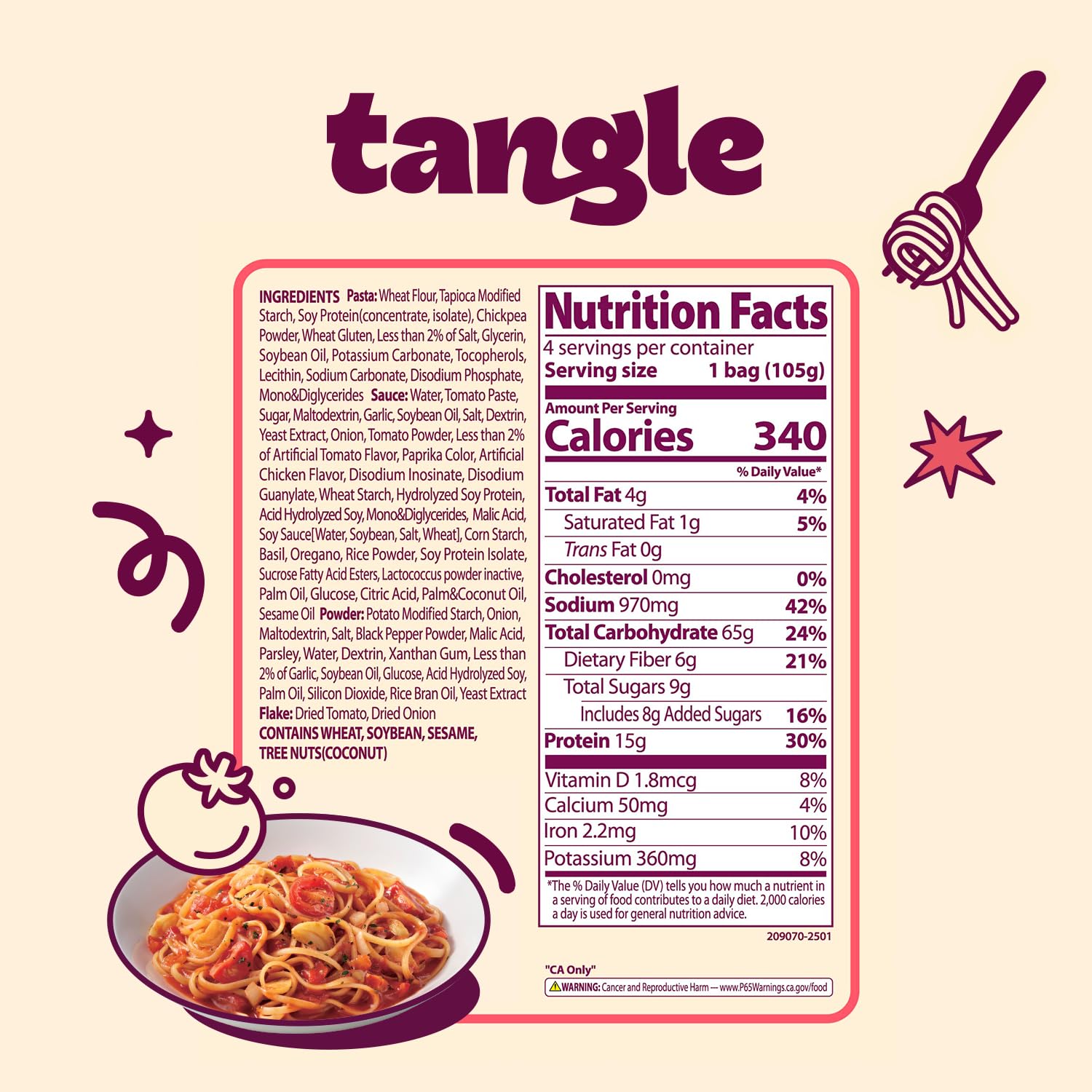 SAMYANG Tangle Chunky Tomato Linguine ready-to-serve dish with vibrant sauce.