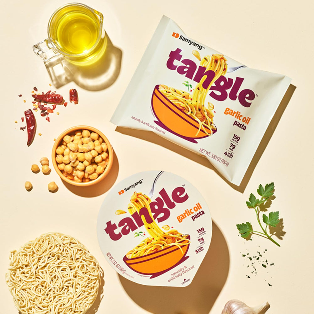 Samyang Tangle linguine with red pepper flakes adds gentle heat and savor