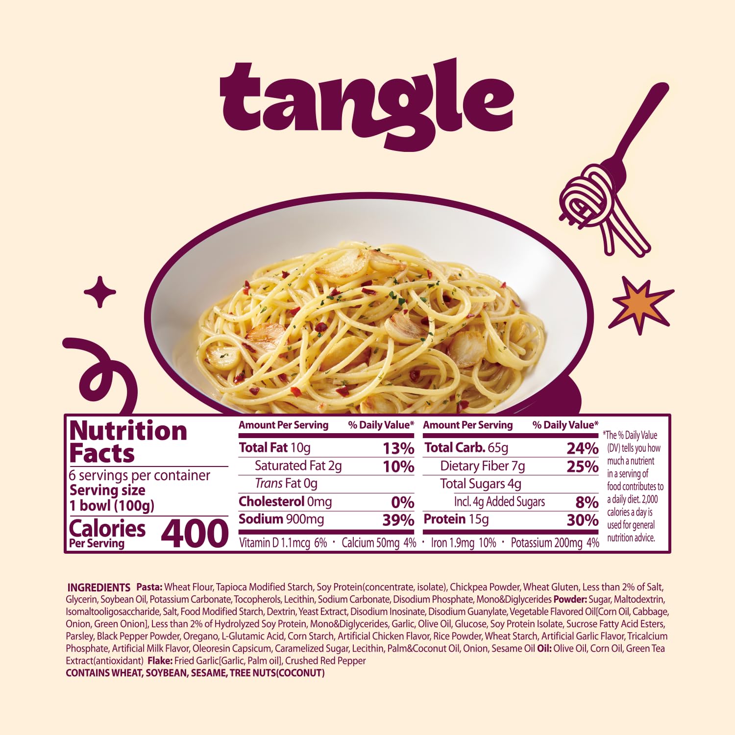 SAMYANG Tangle Garlic Oil Spaghetti close-up highlighting the glossy olive oil coating.