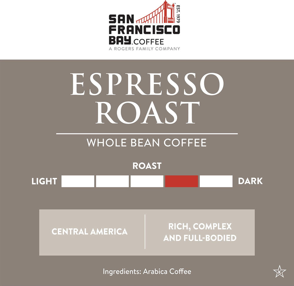 San Francisco Bay Espresso Roast aroma hints invite bold espresso at home.