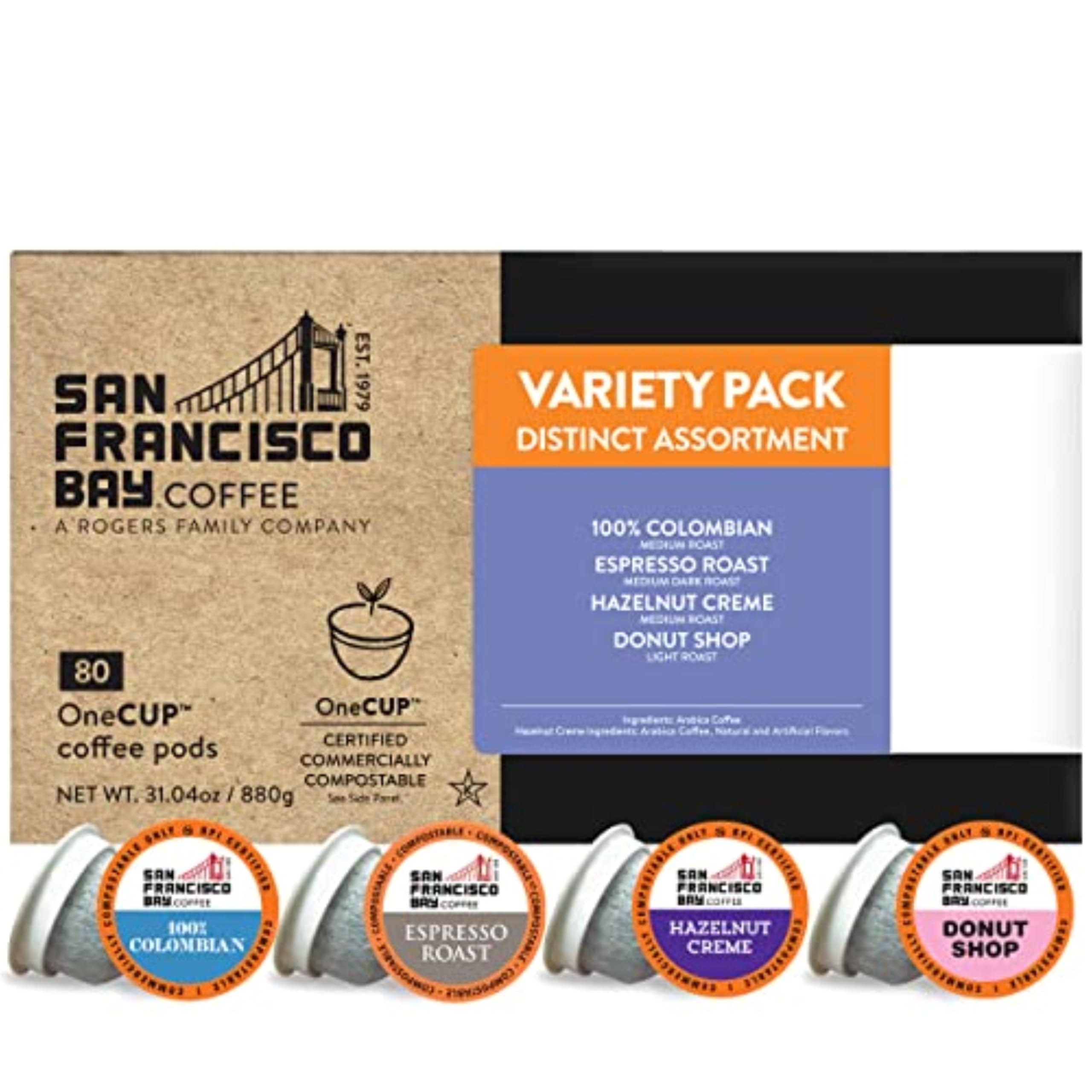 San Francisco Bay assorted 80ct K-Cup pods for quick, consistent brews.