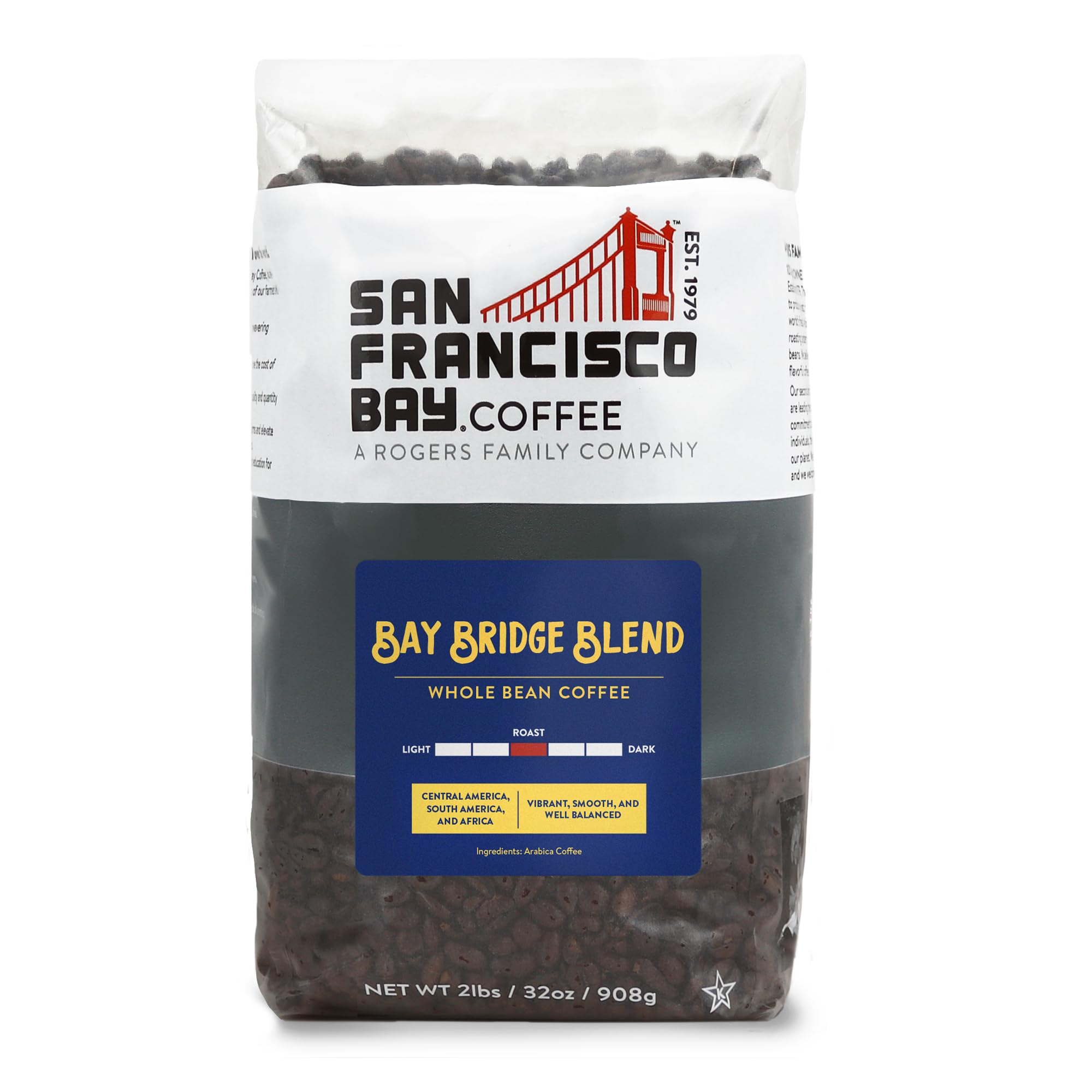 San Francisco Bay Bay Bridge Blend bag showcasing smooth medium roast.