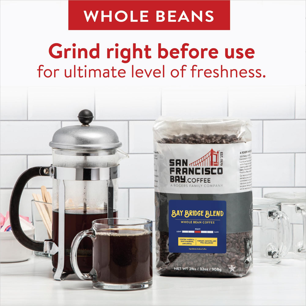 San Francisco Bay Bay Bridge Blend pour-over setup highlighting clean flavor.