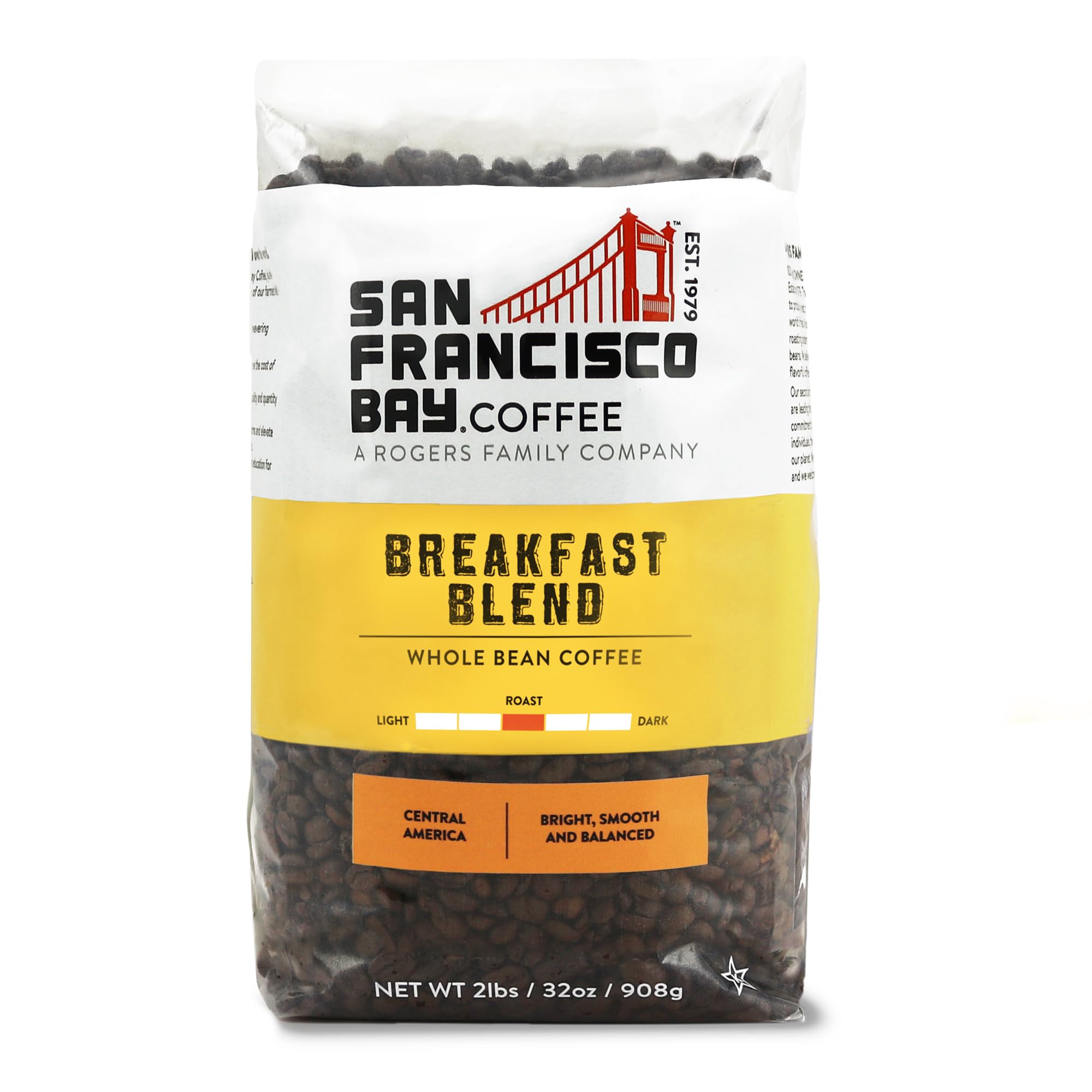 San Francisco Bay Breakfast Blend 2lb bag with fresh aroma for mornings.