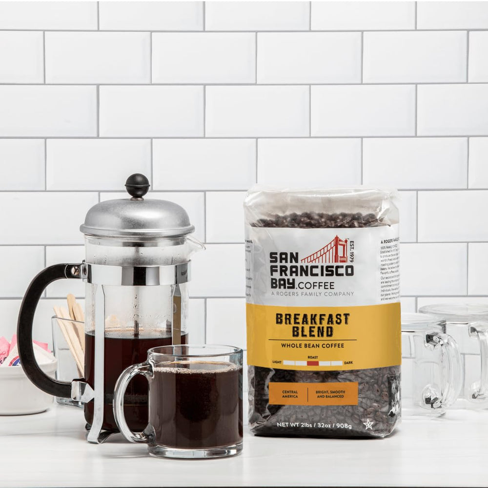Steaming cup of San Francisco Bay Breakfast Blend.