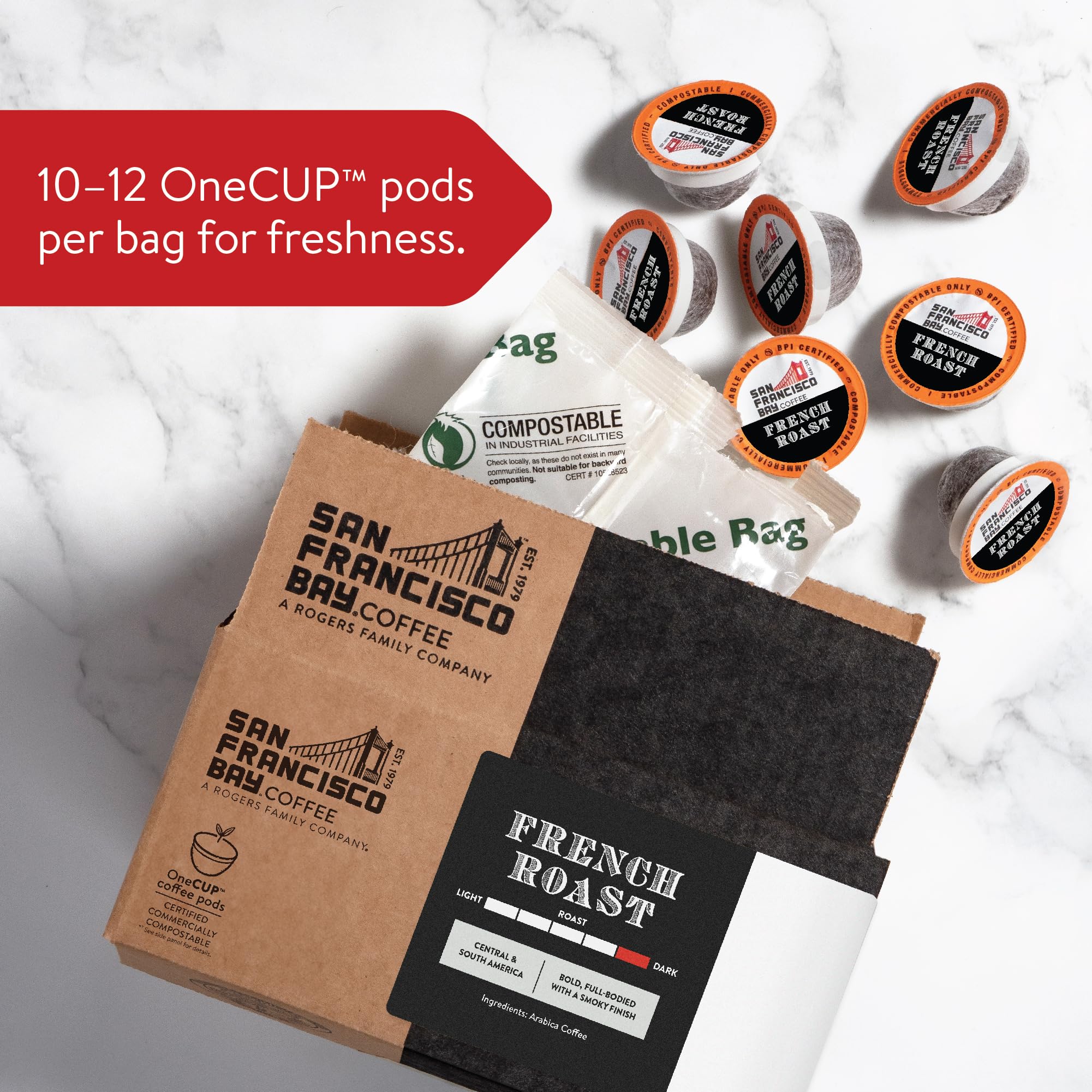 Compostable packaging for San Francisco Bay OneCup pods