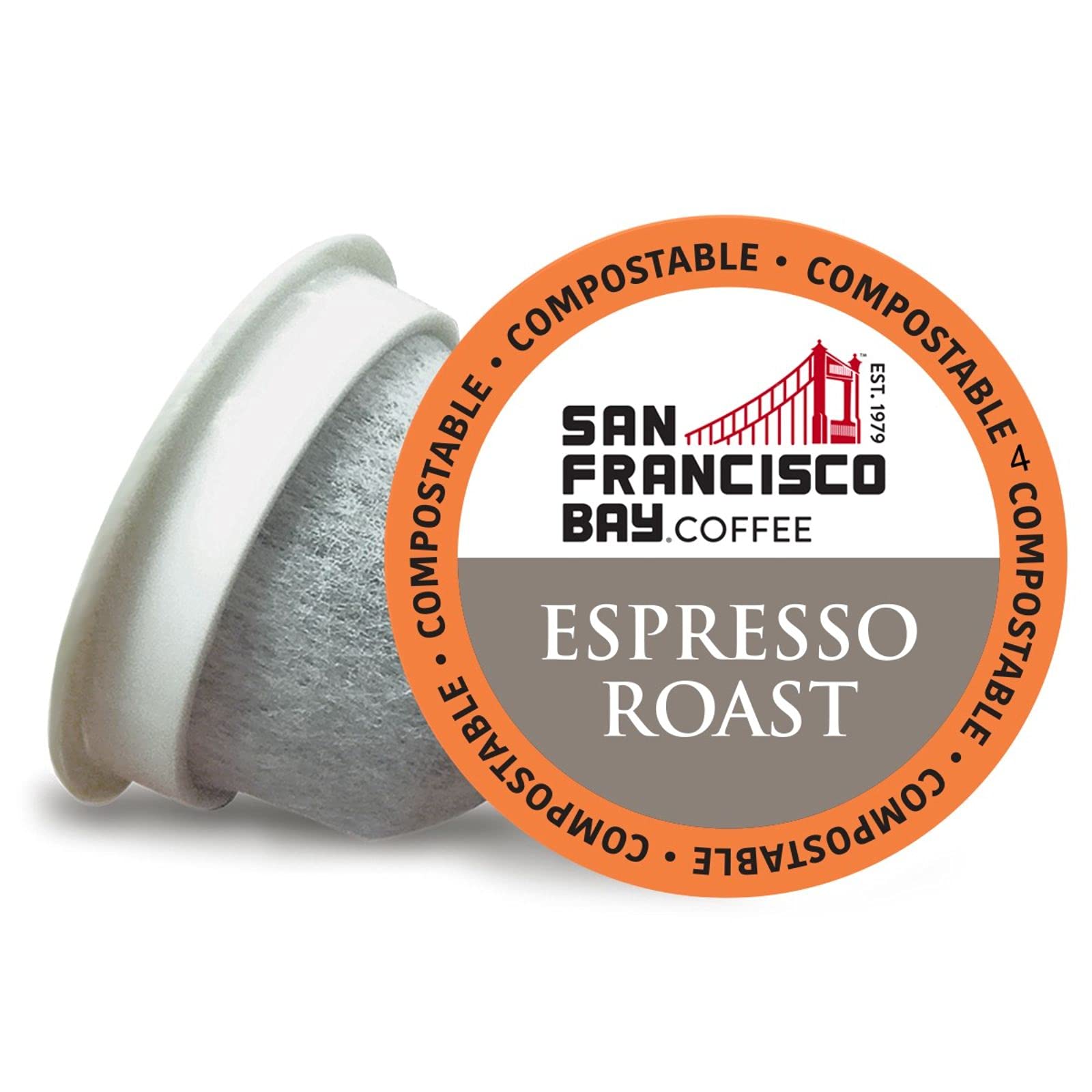 San Francisco Bay Espresso Roast pods in packaging, ready for convenient brewing.