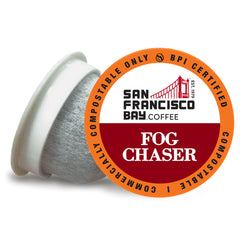 San Francisco Bay Fog Chaser pod close-up showing a smooth, balanced morning brew.