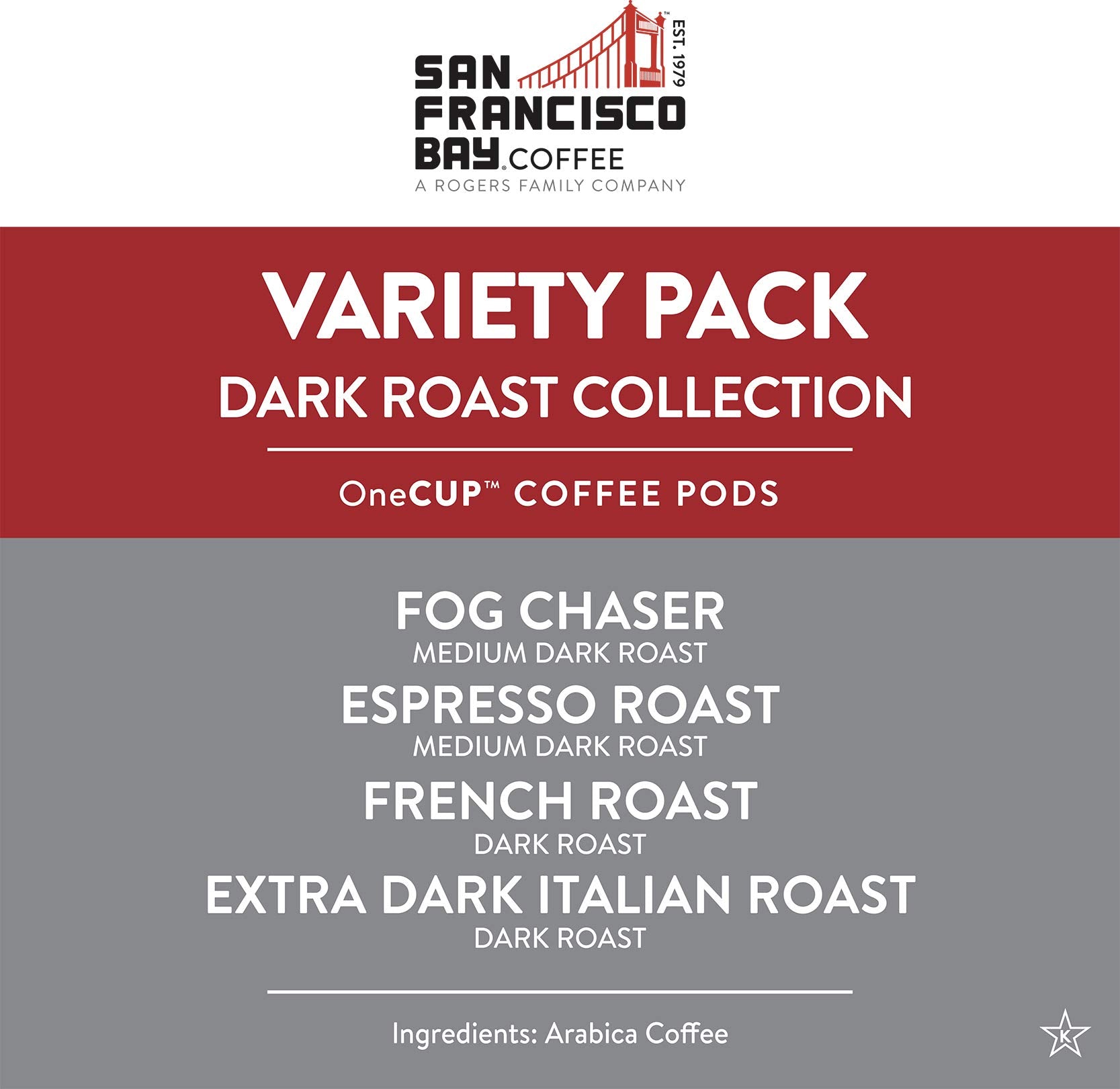 San Francisco Bay French Roast pod offers deep, smoky notes for evenings.