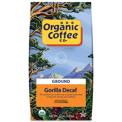 SAN FRANCISCO BAY Gorilla Decaf ground coffee bag with label, ready for daily use.