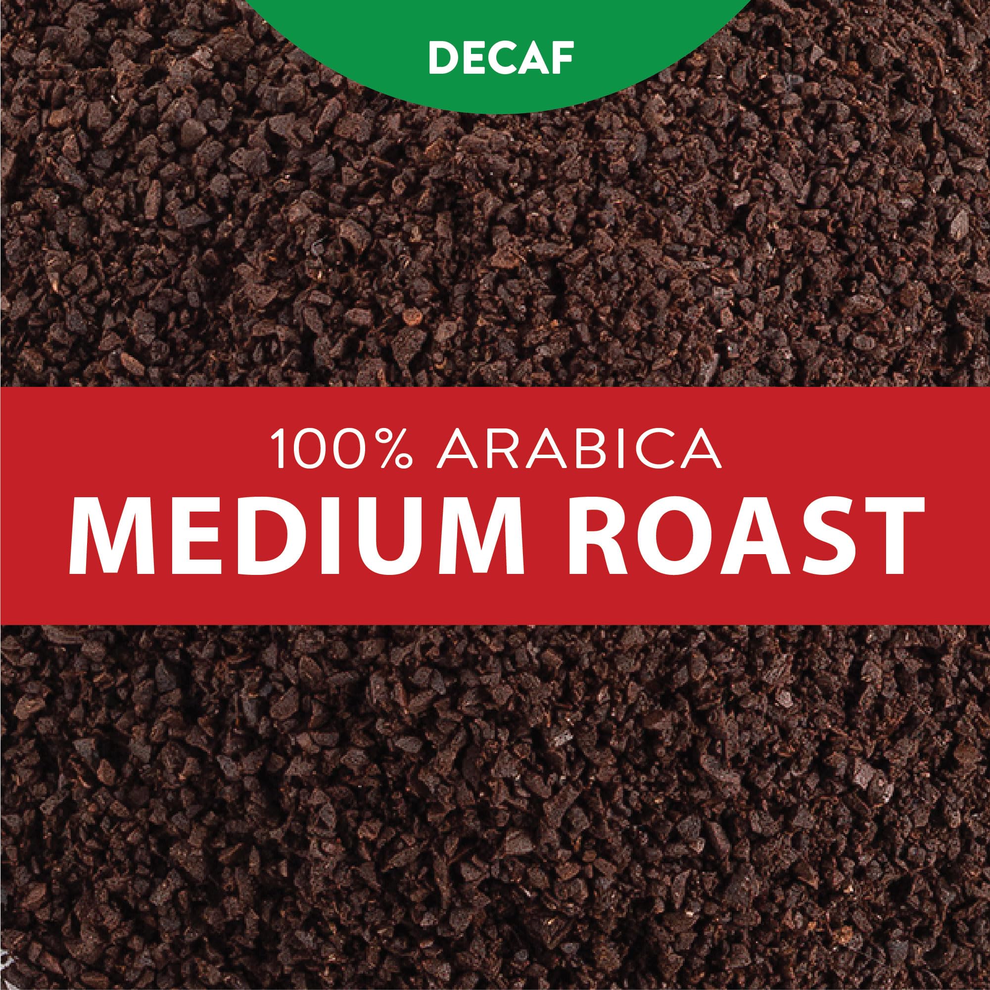 San Francisco Bay Bay Bridge Blend label closeup, Swiss Water decaf uses no chemicals.