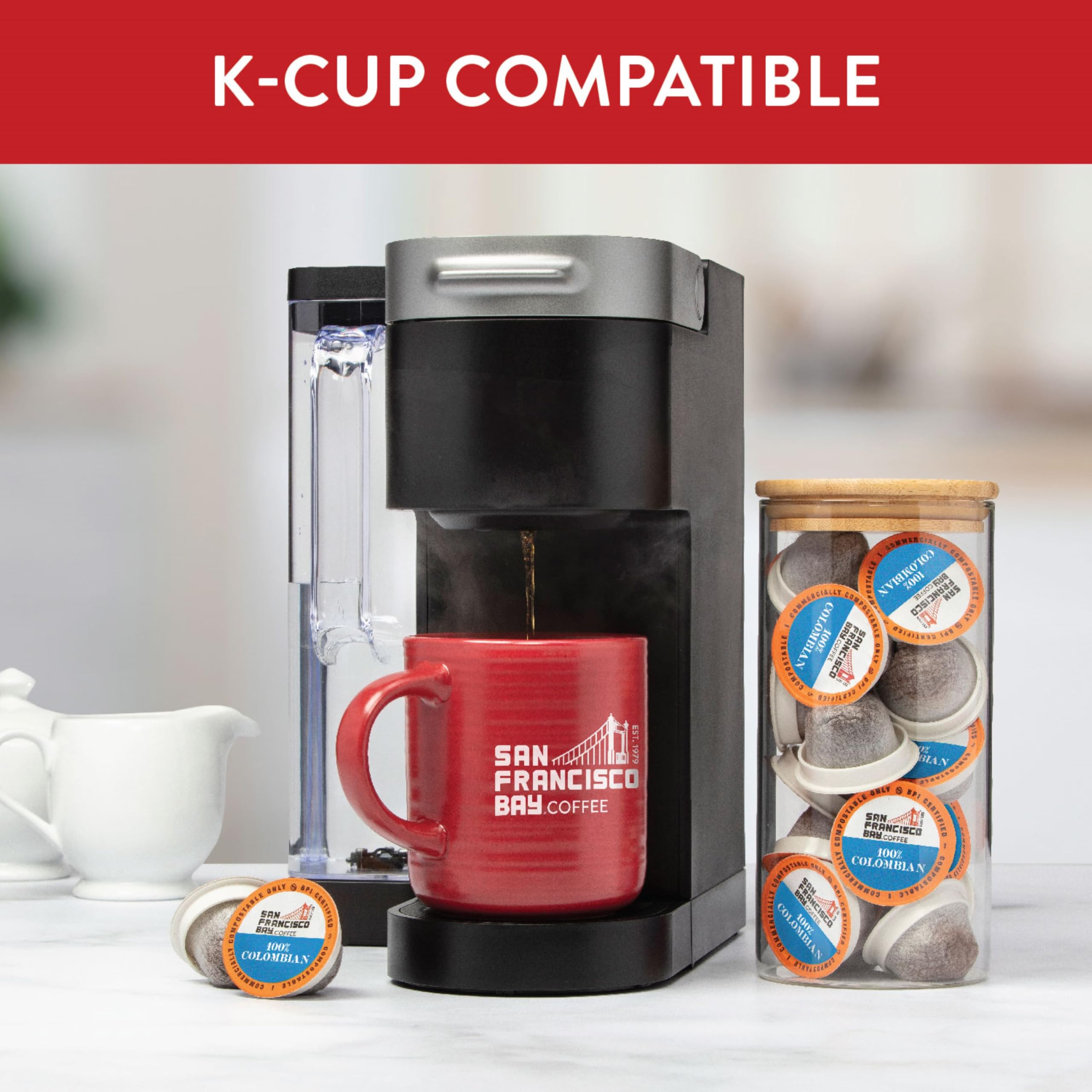 K-Cup compatible San Francisco Bay pods for easy single-serve mornings.