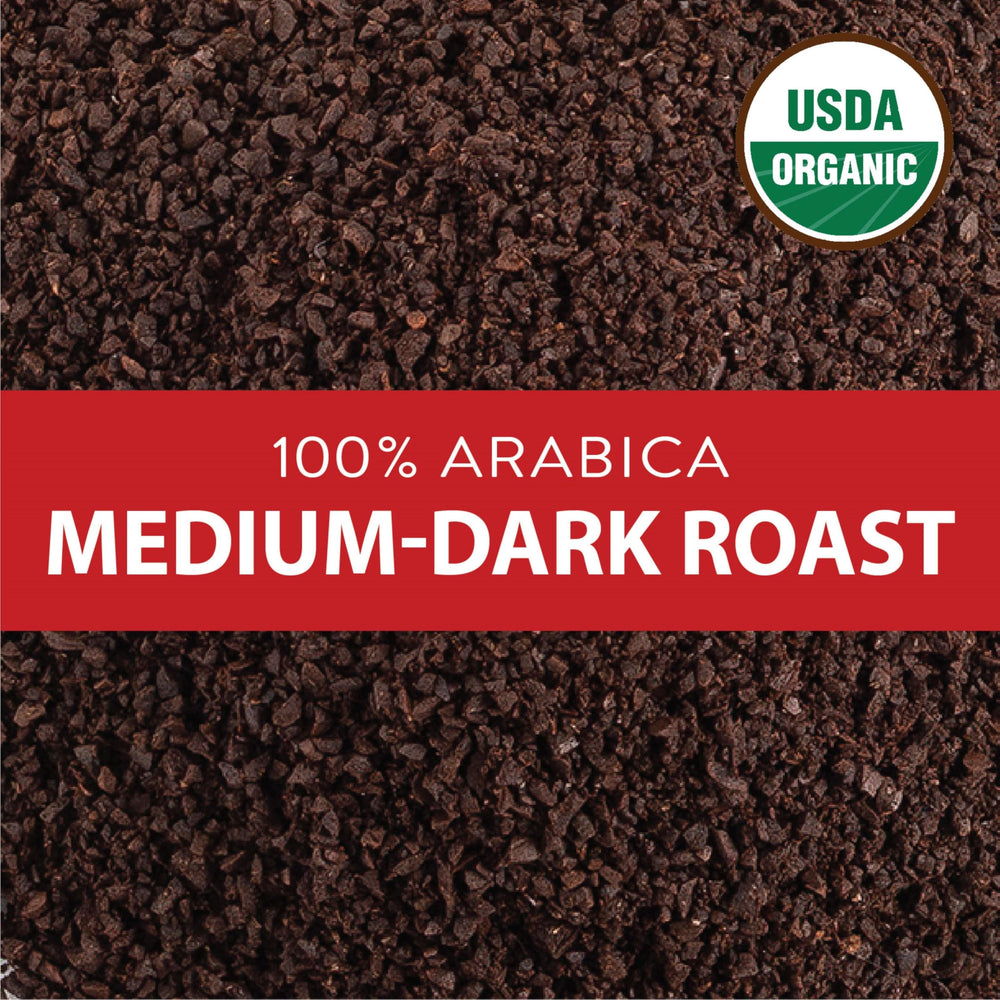 San Francisco Bay Medium-Dark Roast aroma highlighting smooth flavor.