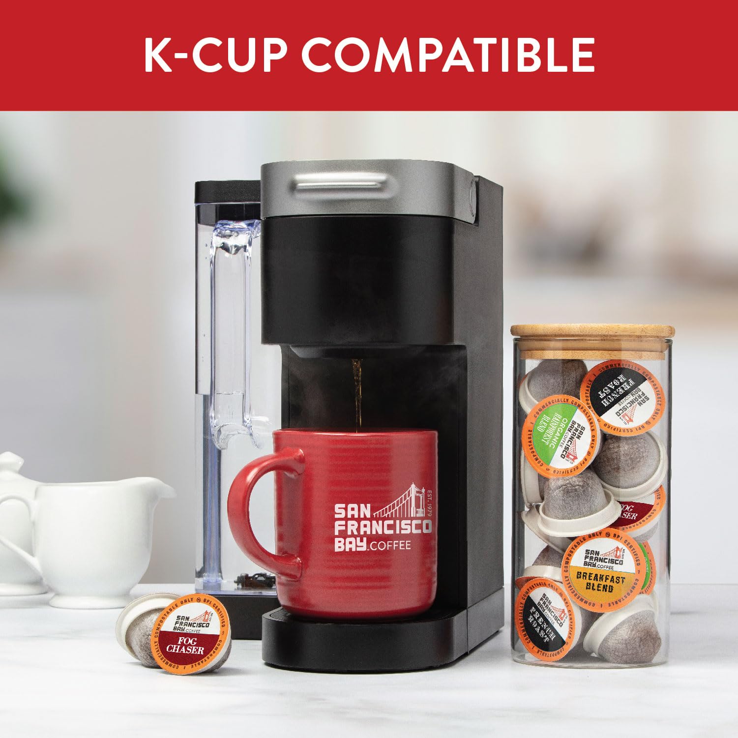 San Francisco Bay OneCup Fog Chaser pod with a smooth, aromatic profile.