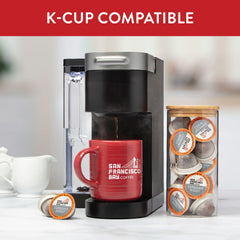 San Francisco Bay OneCup pods in use with a Keurig, simple to brew.