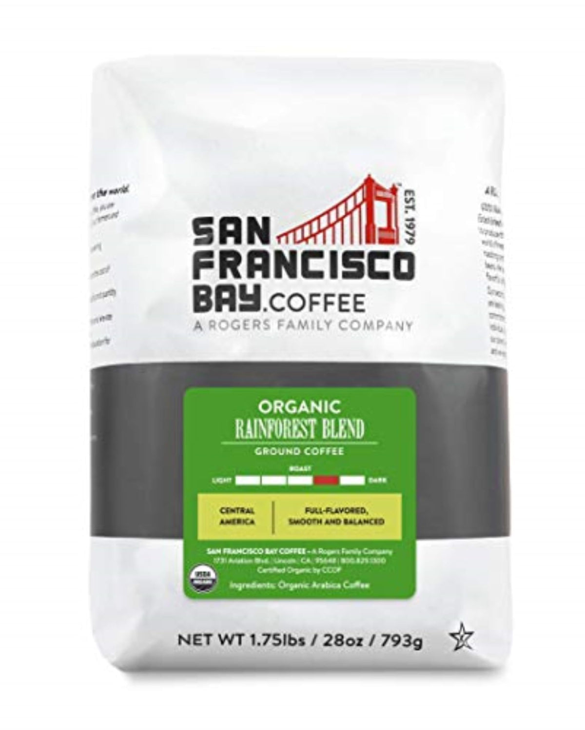 San Francisco Bay Rainforest Blend bag with rich aroma for morning ritual.