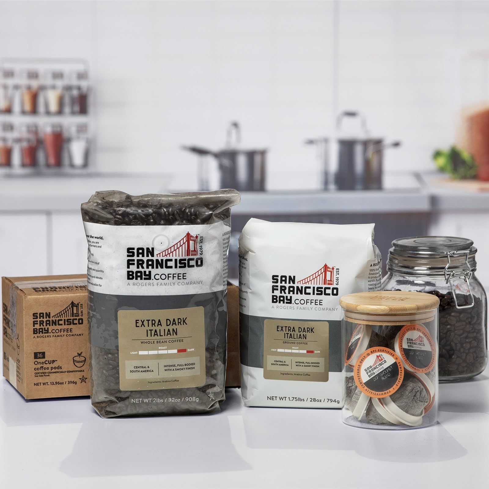 San Francisco Bay whole bean storage promotes freshness with cool, dark conditions.