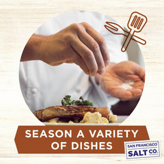 San Francisco Salt Company Alderwood Smoked Sea Salt, fine grain on grilled vegetables.
