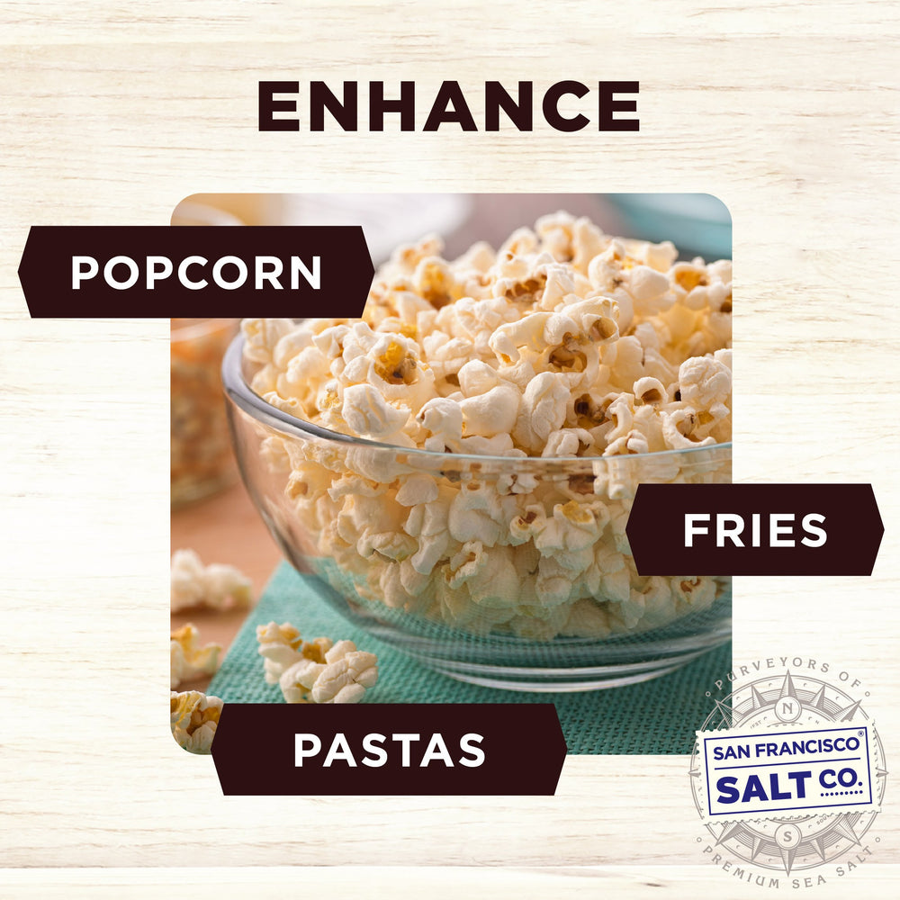 San Francisco Salt Company fries with truffle salt adds savory crunch.