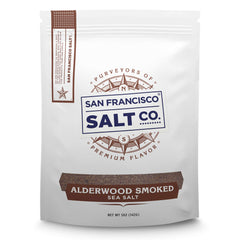 San Francisco Salt Company Alderwood smoked sea salt enhances seafood with clean campfire aroma.