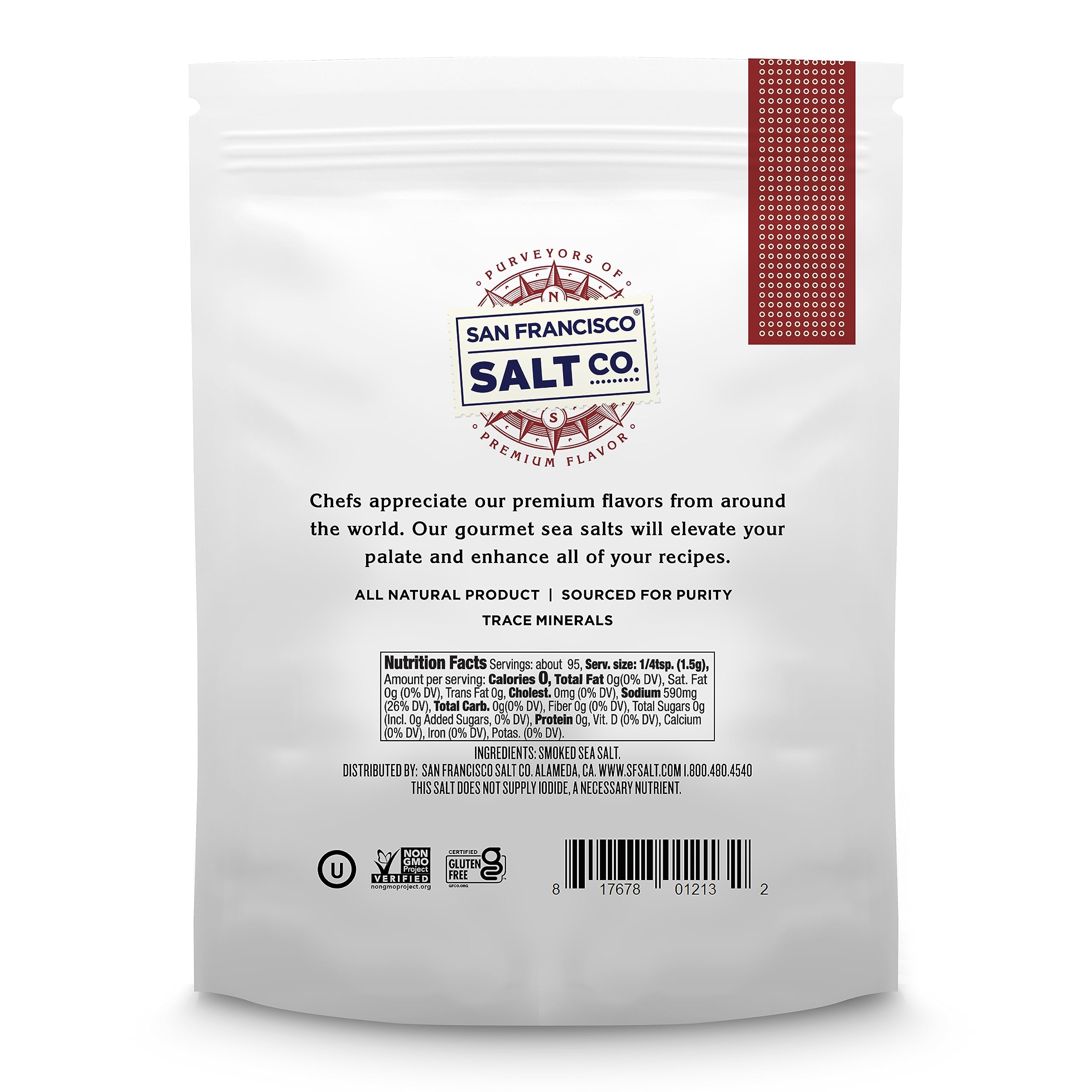 San Francisco Salt Company 5 oz jar highlighting non-GMO and clean ingredients