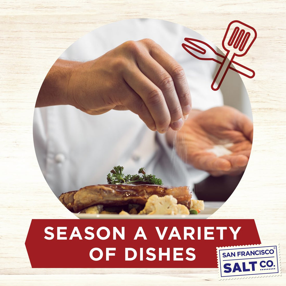 San Francisco Salt Company cherrywood smoked sea salt on vegetables for a smoky finish