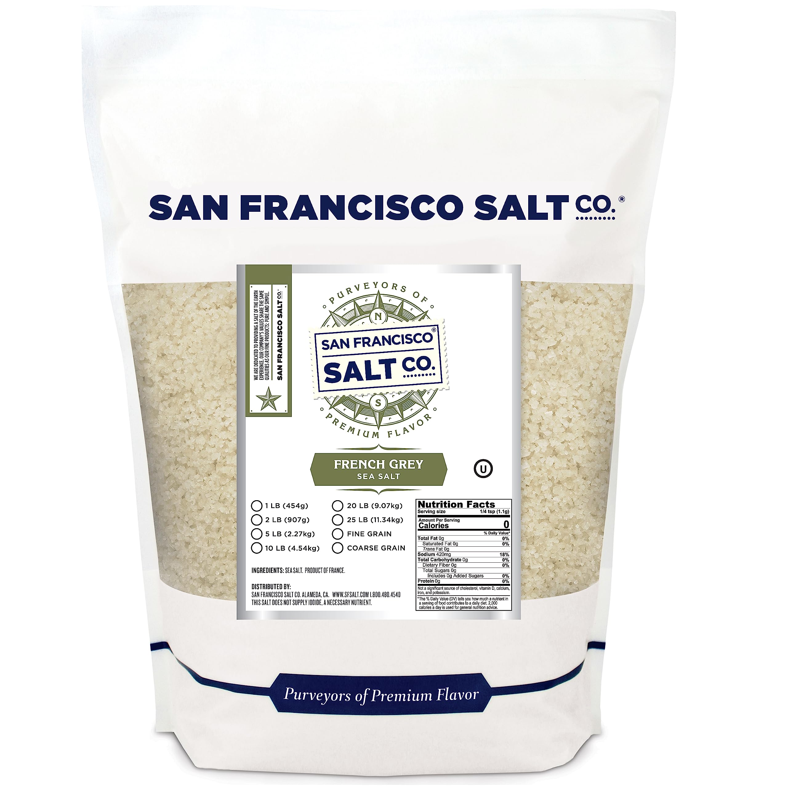 San Francisco Salt Company French Grey Salt 2lb bag ideal for versatile cooking.