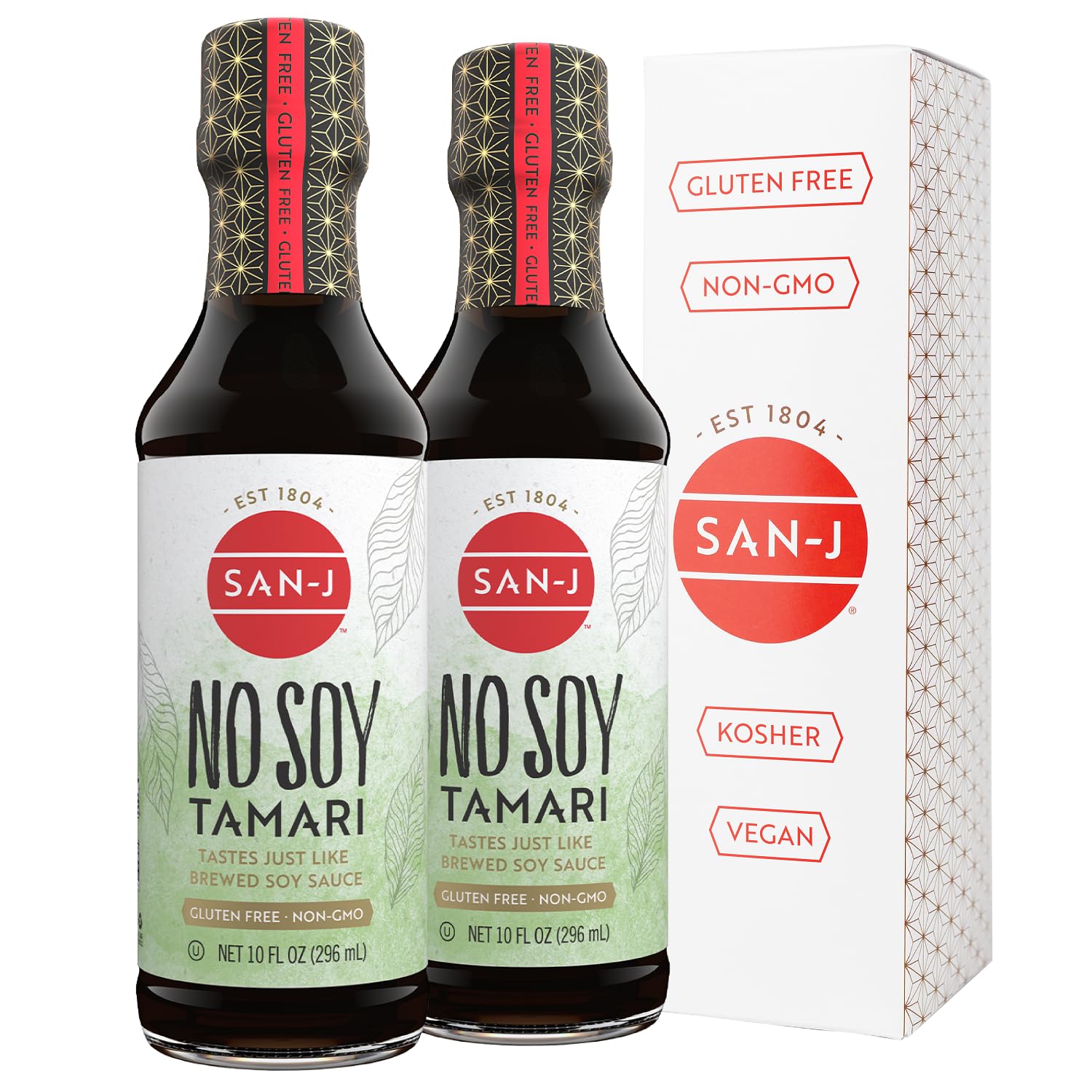 San-J No Soy Tamari bottle pouring to highlight rich umami for various dishes