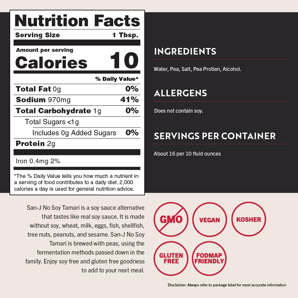 San-J No Soy Tamari gluten-free label signaling a safe, flavorful option