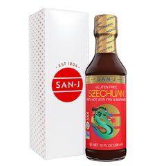 San-J Szechuan sauce bottle highlights bold heat for quick meals