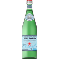 San Pellegrino 25.3 fl oz bottle with clear glass and gentle bubbles for meals