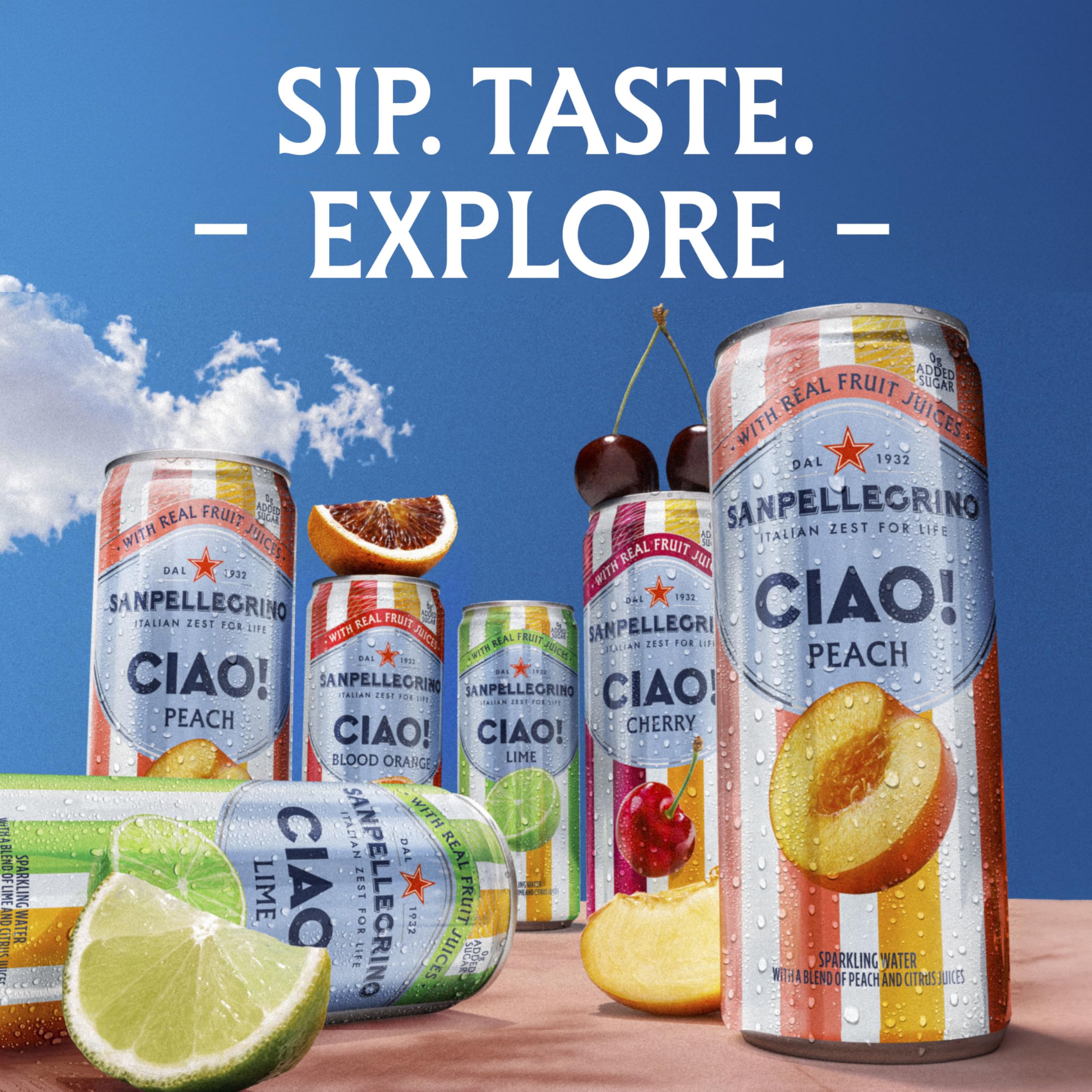San Pellegrino CIAO Peach recyclable can, eco-friendly packaging highlight.