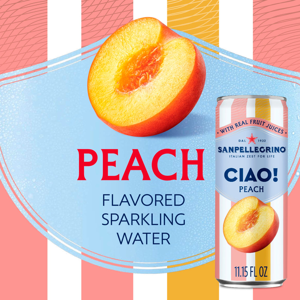 San Pellegrino CIAO Peach serving setup, perfect for gatherings and casual sipping.