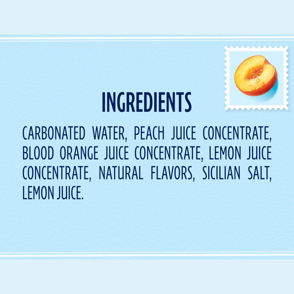 San Pellegrino CIAO Peach Sparkling Water pour into glass, crisp hydration ready to enjoy.