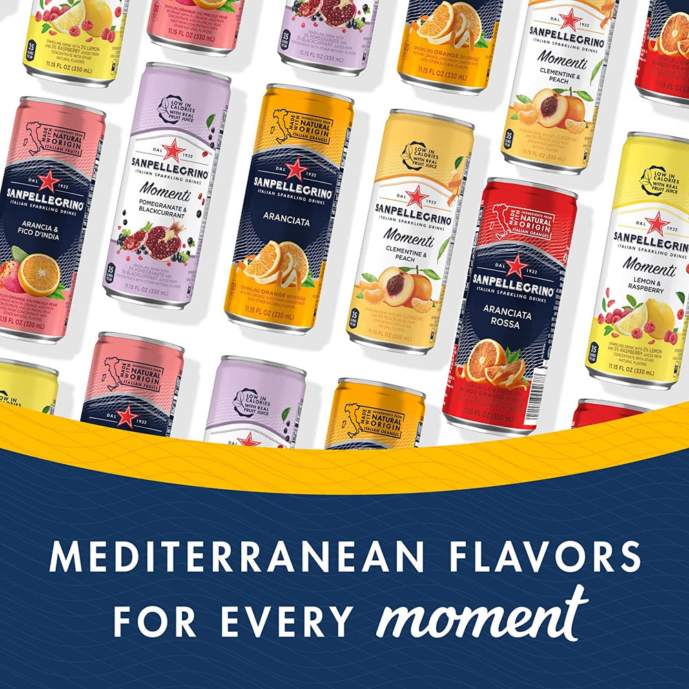 San Pellegrino Melograno e Arancia can blending orange juice with pomegranate