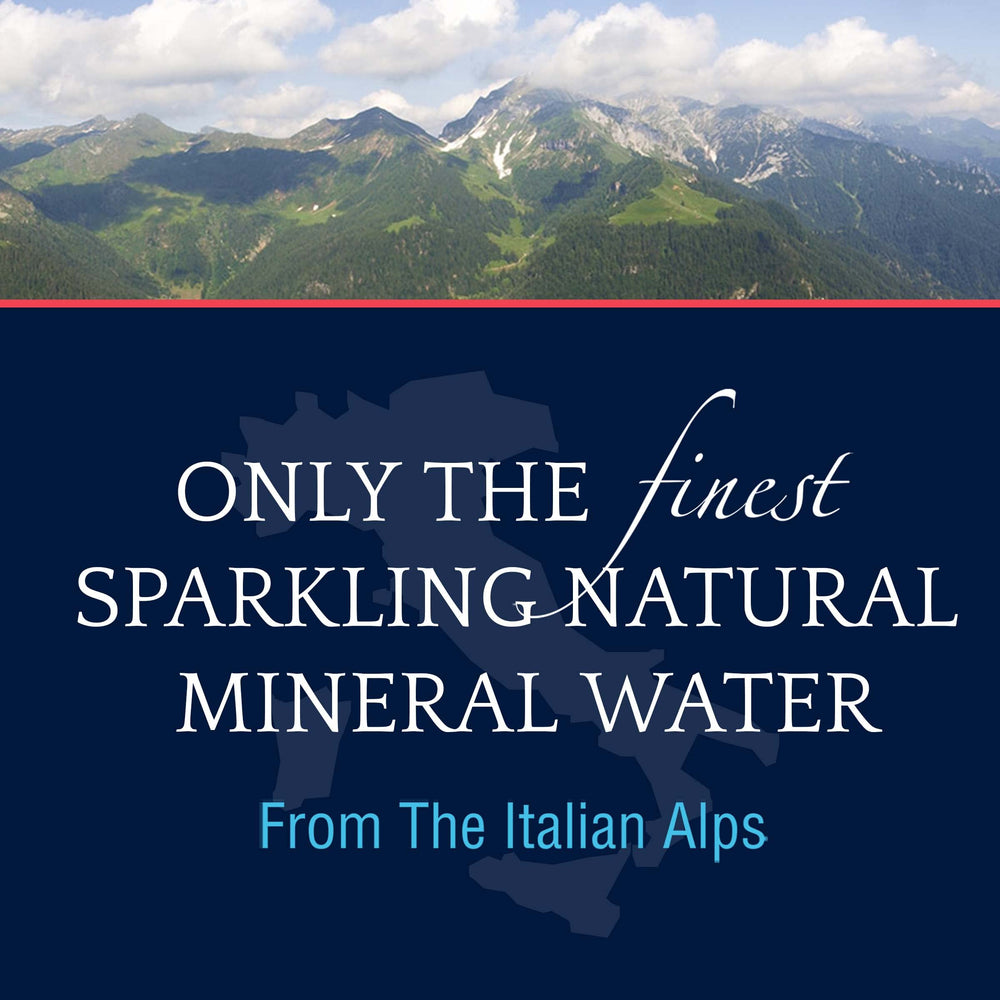 San Pellegrino close-up highlighting natural mineral clarity that pairs with savory courses