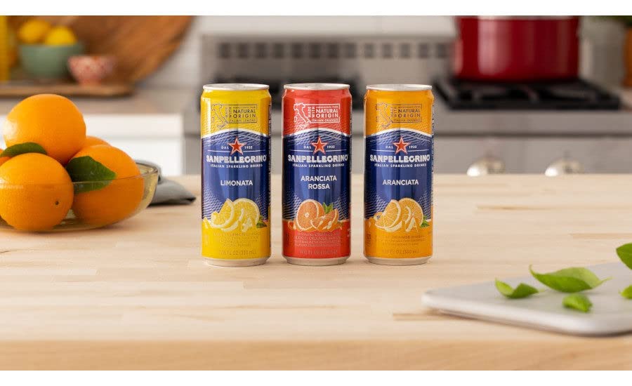 Glass of San Pellegrino with sparkling bubbles and a crisp, refreshing pour