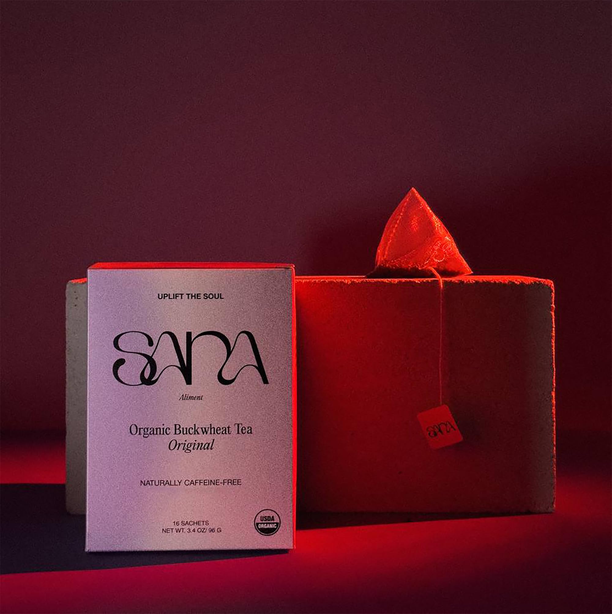 Sana Himalayan Tartary Buckwheat Tea ready to steep in your mug.