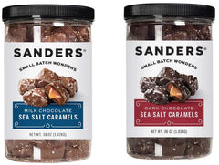 Sanders dark chocolate sea salt caramel pack close-up for premium indulgence