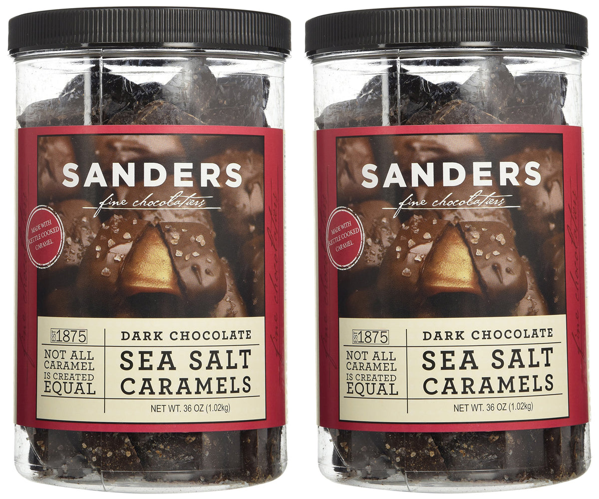 Sanders dark chocolate sea salt caramels 36oz pack shot for sharing.