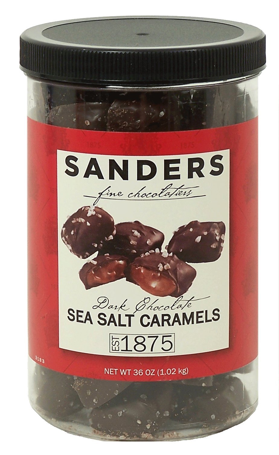 Sanders dark chocolate sea salt caramels with rich chocolate, creamy caramel, and a premium gift-ready treat.