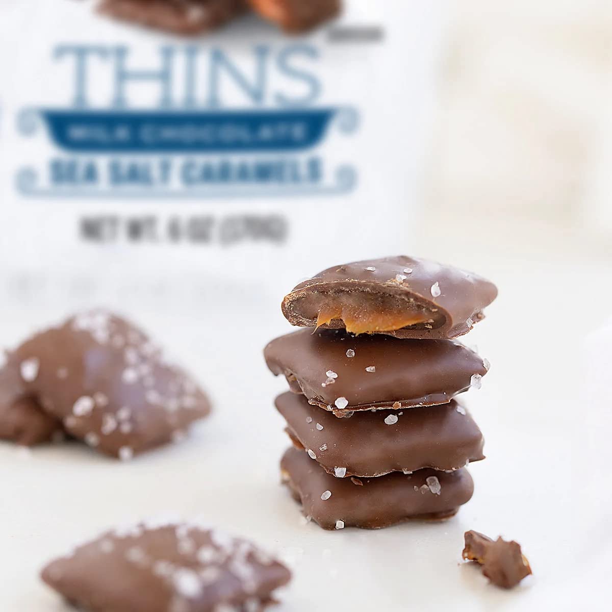 Gift-ready Sanders pack featuring milk chocolate sea salt caramel THINS.