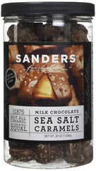 Sanders Milk Chocolate with Sea Salt jar close-up, creamy texture for sharing.