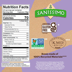 Sanissimo Salmas oven-baked crackers display a light, golden bite on a wooden board.