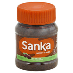 Sanka instant coffee 2-ounce jar with easy-to-open cap preserves freshness for busy mornings