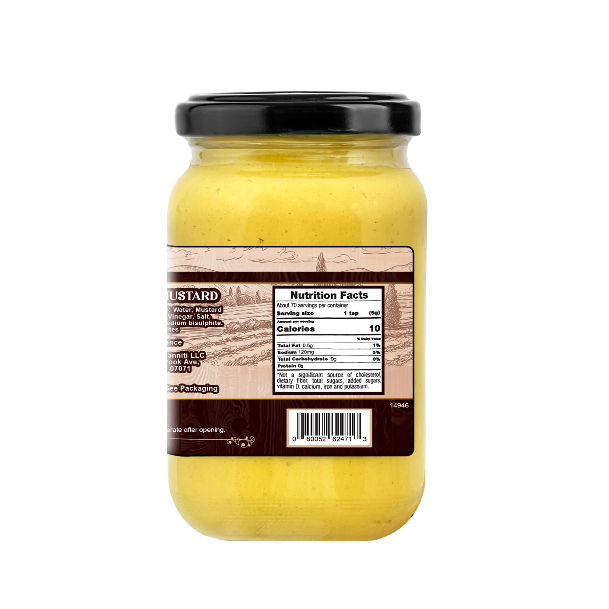 Sanniti Dijon Mustard jar closeup, perfect pantry staple for sauces.